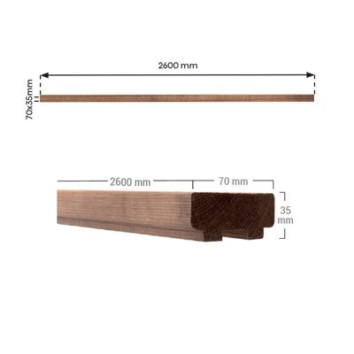 Main courante sapin pour pose murale ou garde-corps, Moka KORDO