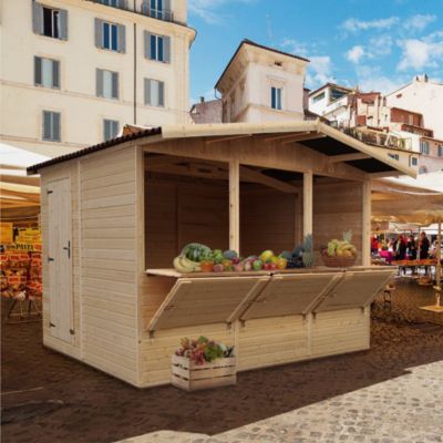 Maison de jardin en bois, Étal de marché en bois H232x336x263 cm/6m2 - M150A TIMBELA