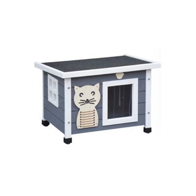 Maison pour chat niche avec toit pliable pour exterieur et interieur 53x45x43cm Filix Gris