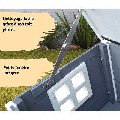 Maison pour chat niche avec toit pliable pour exterieur et interieur 53x45x43cm Filix Gris