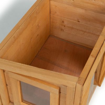 Maison pour chat niche en bois avec porte basculante à lamelles