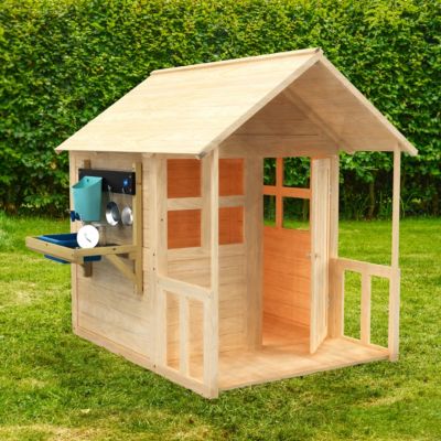 Maisonnette avec plancher, véranda et cuisine BOUTON D'OR COTTAGE en bois  marron