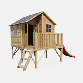 Maisonnette avec toboggan en bois de 3.8m². Orchidée -  cabane sur pilotis en pin autoclave