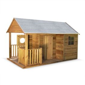 Maisonnette avec véranda en bois de 4.5 m². Rose -  cabane en pin autoclave