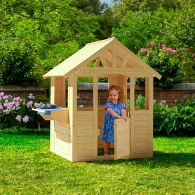 Maisonnette cabane enfant avec cuisine extérieure  en bois  marron