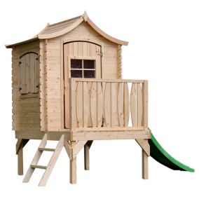 Maisonnette en bois avec toboggan - 175x146xH212cm/1.1m2 -  Timbela M550A