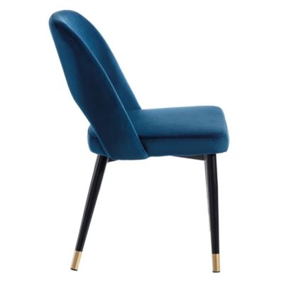 MAJIK - Lot de 2 Chaises Ajourées Velours Bleu Nuit