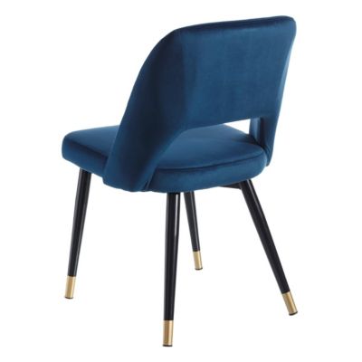 MAJIK - Lot de 2 Chaises Ajourées Velours Bleu Nuit