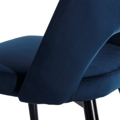 MAJIK - Lot de 2 Chaises Ajourées Velours Bleu Nuit