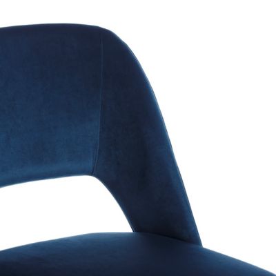 MAJIK - Lot de 2 Chaises Ajourées Velours Bleu Nuit