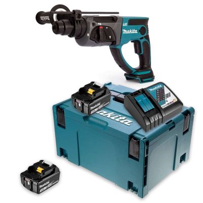 Makita BHR 202 Perforateur combiné sans fil 18V 2,0J SDS Plus + Coffret Makpac + 2x Batteries 3Ah + Chargeur