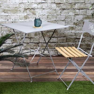 MALAM - Table de Repas Carrée Pliante Taupe