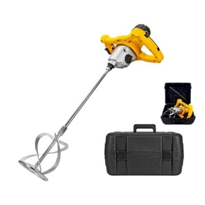 Malaxeur de chantier 1400W Mélangeur à béton Tige 590mm Pale 140 mm Capacité 65L 2 vitesses Coffre de rangement VITO