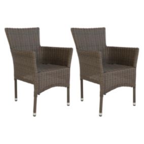 MALIBU - Lot de 2 Fauteuils de Jardin en Rotin Synthétique Gris