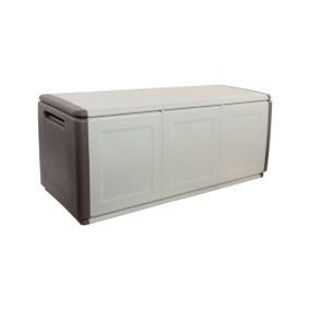 Malle Dbollett, Coffre polyvalent, Coffre de rangement, Boîte de rangement, 100% Made in Italy, 138x53h57 cm, Beige et Marron