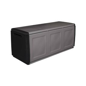 Malle Dbollett, Coffre polyvalent, Coffre de rangement, Boîte de rangement, 100% Made in Italy, 138x53h57 cm, Gris clair et noir