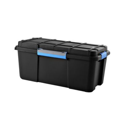 Malle de rangement 80 L Keter bleu et noir avec couvercle