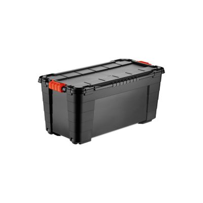 Malle de rangement 80 L noire avec couvercle, Tontarelli OPP