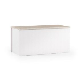 Malle Ditalen, Grande boîte de rangement polyvalente, Coffre moderne, 100% Made in Italy, 90x45h45 cm, Blanc et Chêne