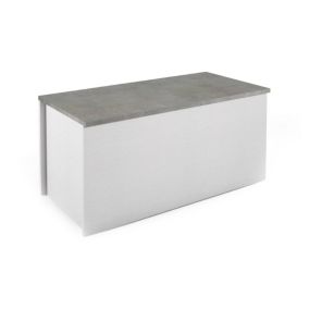 Malle Miltonia, Grande boîte de rangement polyvalente, Coffre moderne, 100% Made in Italy, 90x45h45 cm, Blanc et Ciment