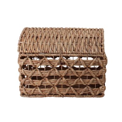 Malle rectangulaire en fibres naturelles Ornami avec couvercle taille M