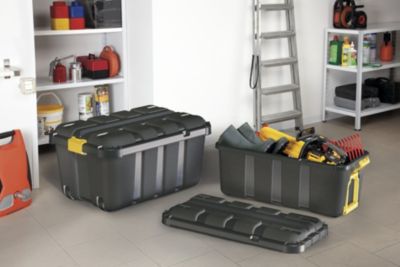 Malles de rangement 111 L Skyda Form noir avec couvercles, 2 pièces