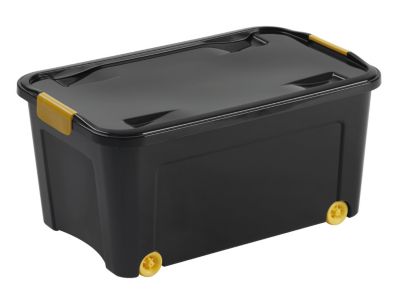 Malles de rangement 43 L noir et jaune avec couvercles, 3 pièces