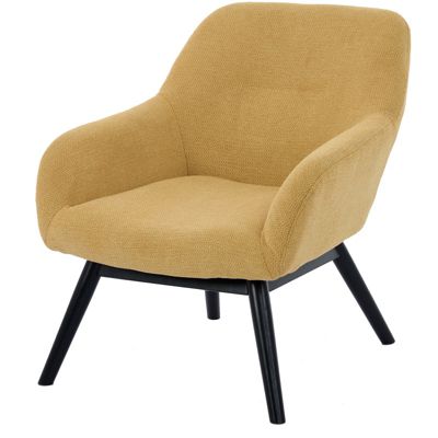 MALMO-Fauteuil en bois noir et tissu Trendy safran