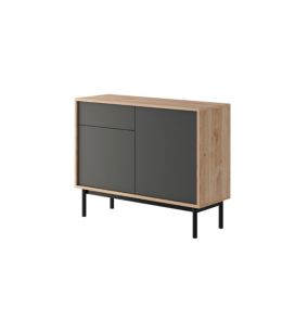 Malo - buffet bas - bois et gris - 104 cm - style industriel - Best Mobilier