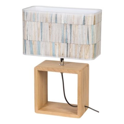 Malo Lampe de Table 1xE27 Max.25W Chêne huilé/Câble en Tissu Anthracite/Papier peint Multicouleur