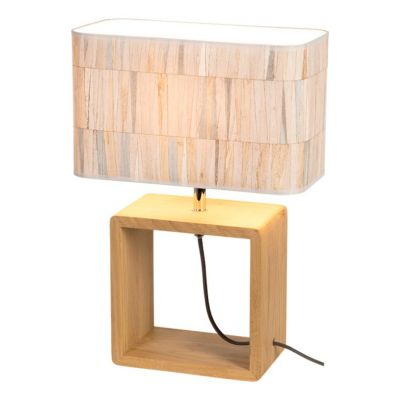 Malo Lampe de Table 1xE27 Max.25W Chêne huilé/Câble en Tissu Anthracite/Papier peint Multicouleur