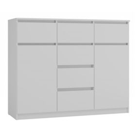 MALWA - Commode 6 tiroirs et 2 portes - 100x120x40 - chambre/bureau/salon - Blanc