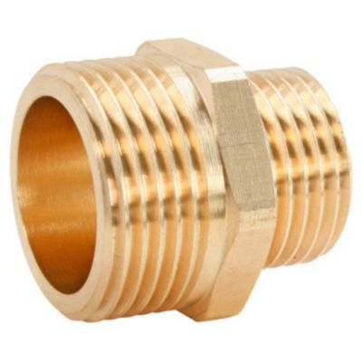 Mamelon réduit laiton Mâle 15/21 (1/2") - Mâle 12/17 (3/8") - sac het de 2 pièces