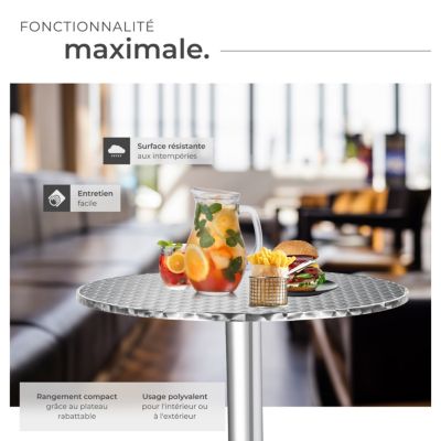 Mange debout en Aluminium rond Réglable en hauteur 60 x 75/115 cm