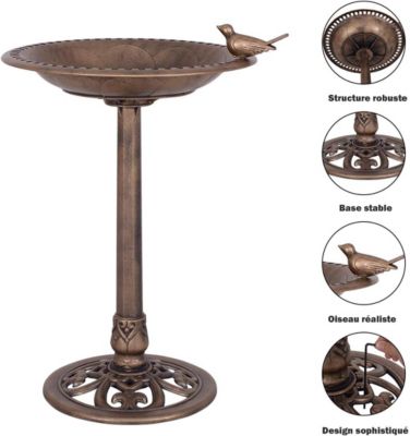 Mangeoire a Oiseaux sur Pied pour Attire Plus oiseaux Bain oiseaux avec Une Plateau Bronze