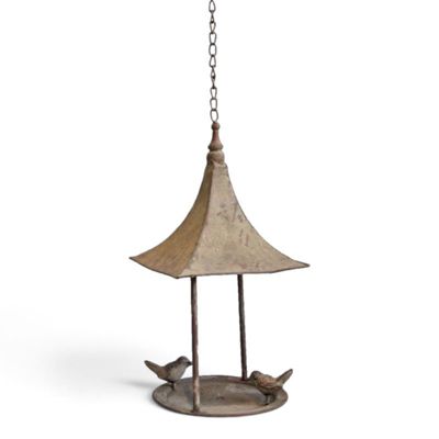 Mangeoire oiseau à suspendre brune 40x19x18cm