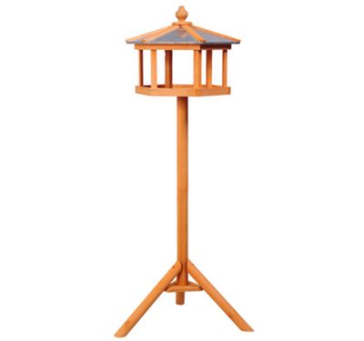 Mangeoire sur pied nichoir a plateau station a oiseau bois pour exterieur 113 cm