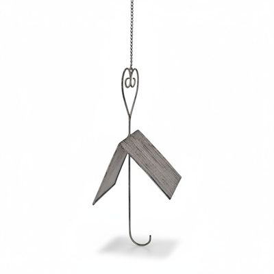 Mangeoire à Suspendre Abri Coeur en Métal 14x11x63cm