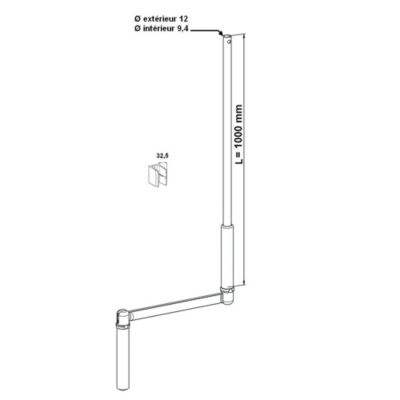 Manivelle blanche de volet roulant 1300 mm 12 mm