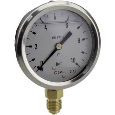 Manomètre à bain de glycérine ICH 63R-1.MGE -1 à 0 bar raccord dessous 1/4"