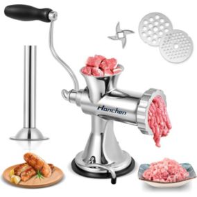 Manuel Hachoir à Viande Acier Inoxydable Multifonction Domestique Lavement Garnissage Saucisse avec ventouse