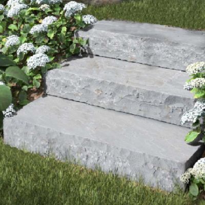 Marche d'escalier extérieur en pierre Gris Jakar - Bord Droit - 100 x 35 x 15 cm - pièce - C-NEGOCE