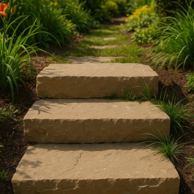 Marche d'escalier extérieur en pierre multicolore Jakar - Bord Droit - 100 x 35 x 15 cm - pièce - C-NEGOCE