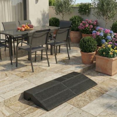 Marche de terrasse composite anthracite Blooma Angara 40 x 20 cm