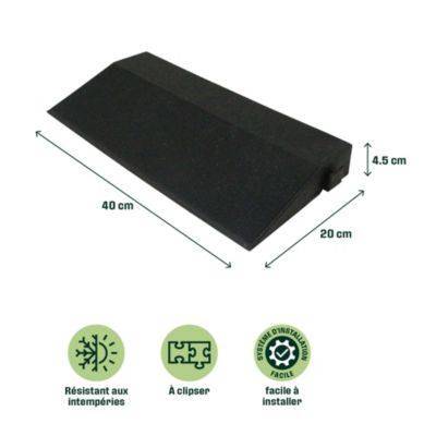 Marche de terrasse composite aspect pierre anthracite Angara Klikstrom 40 x 20 cm