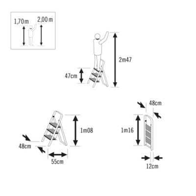 Marchepied 2 marches pliant avec garde-corps extra haut Hailo Safety 2