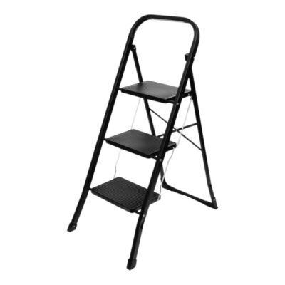 Marchepied acier pliable 3 marches noir