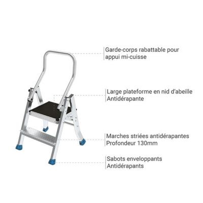 Marchepied alu 3 marches - Hauteur de travail max 2,50m - MPP2