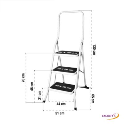 Marchepied escabeau 3 marches acier, antidérapant, charge 150 kg