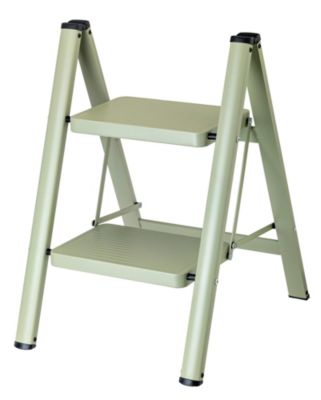 Escabeau Pliable 2 Marches URBAN LIVING – Métal Bleu Et Blanc, Léger Et Stable Pour Cuisine, Maison Ou Jardin